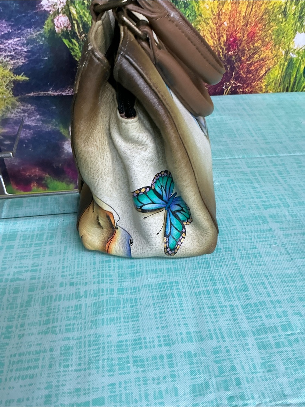 Anna Anuschka Hand-Painted Dog & Butterfly Shoulder Bag - Brown - Picture 8 of 11